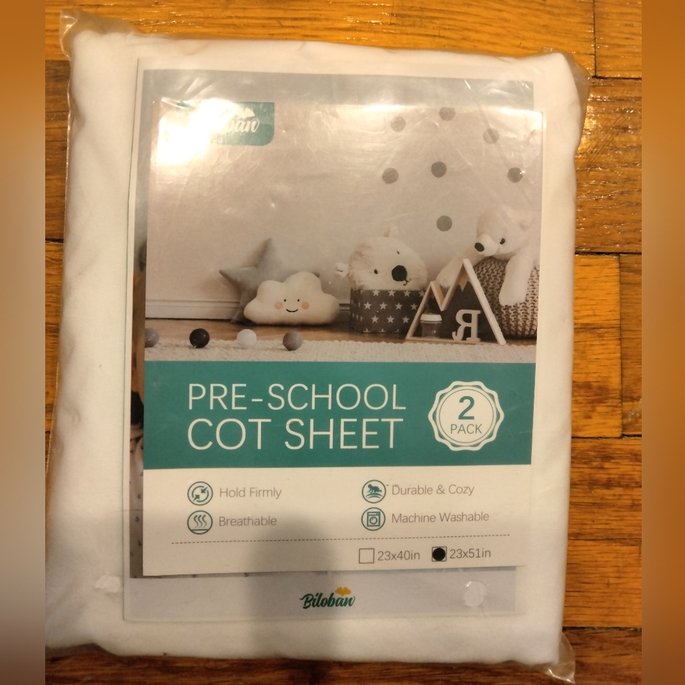 White Pre-School Cot Sheet 2-Pack